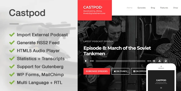 Castpod – A Professional WordPress Theme for Audio Podcasts